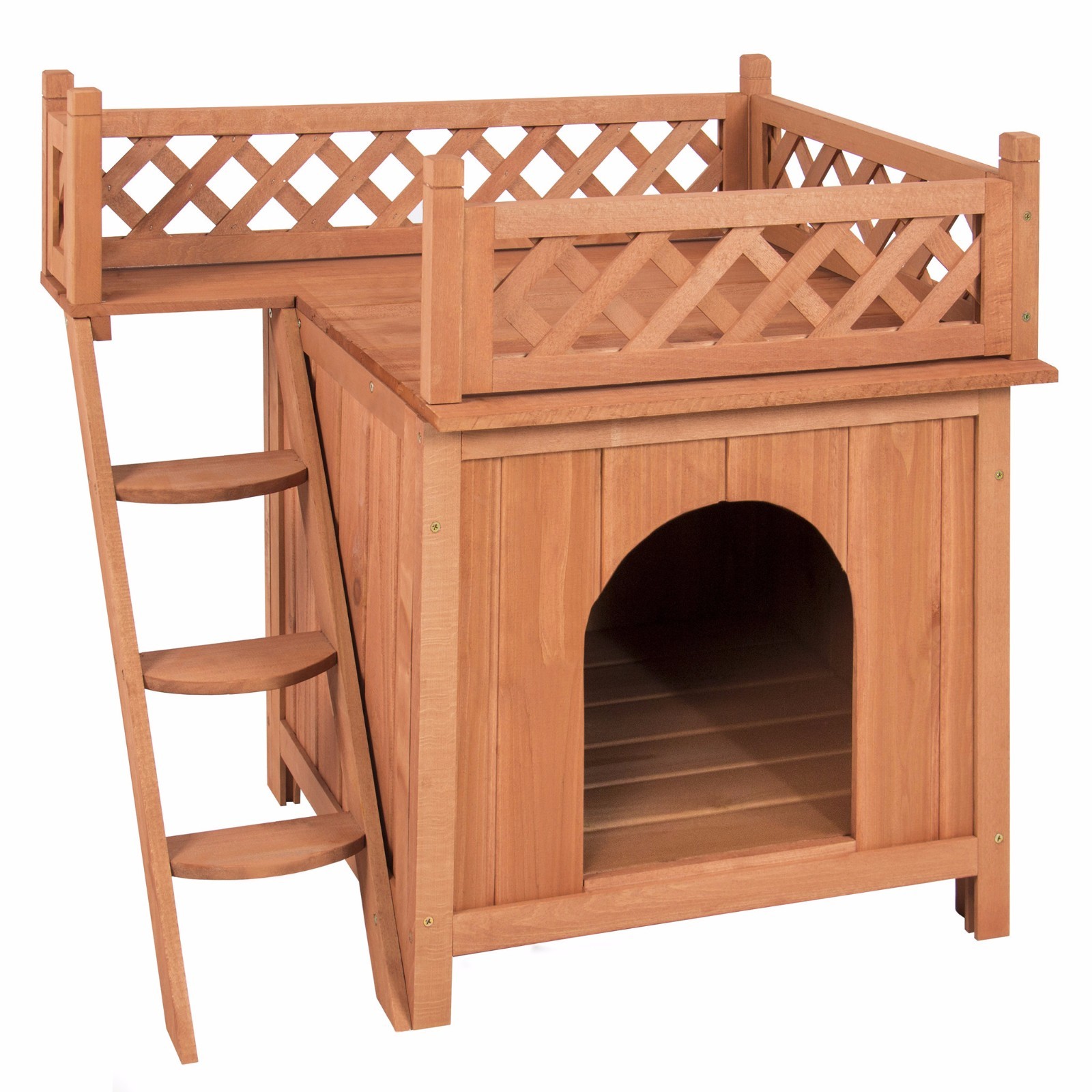 Dog House - Puppy Playhouse with Raised Roof & Balcony