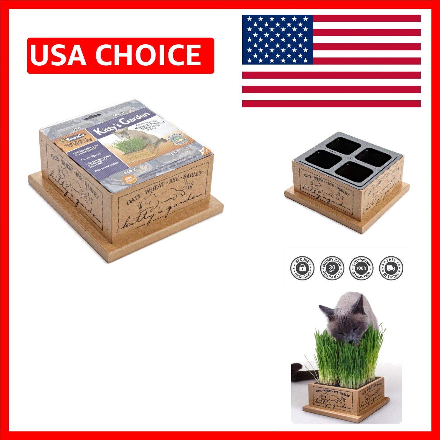 Kitty's Garden 3844 Edible Grass Planter - Lightweight Box f...