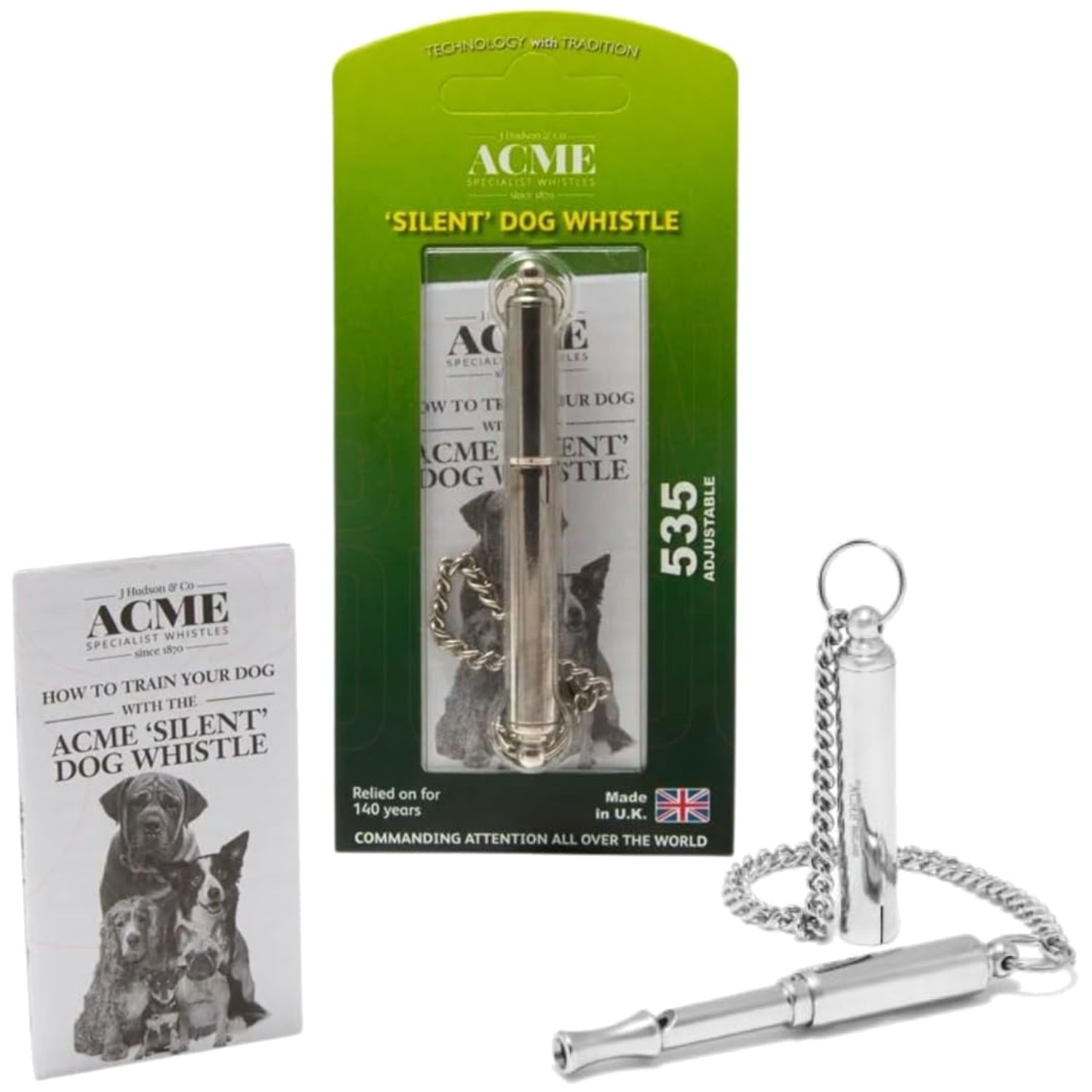 Adjustable Silent Dog Whistle - Brass Plated