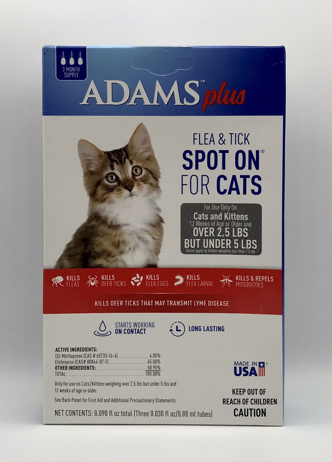 Adams Plus Flea & Tick Spot On Cats Over 2.5 Lbs but Under 5...