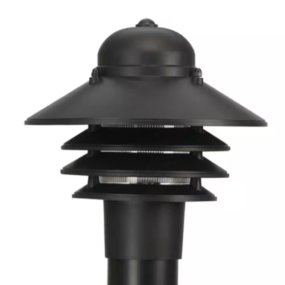 Outdoor Weatherproof Black Post Light Lamp - Nautical Style