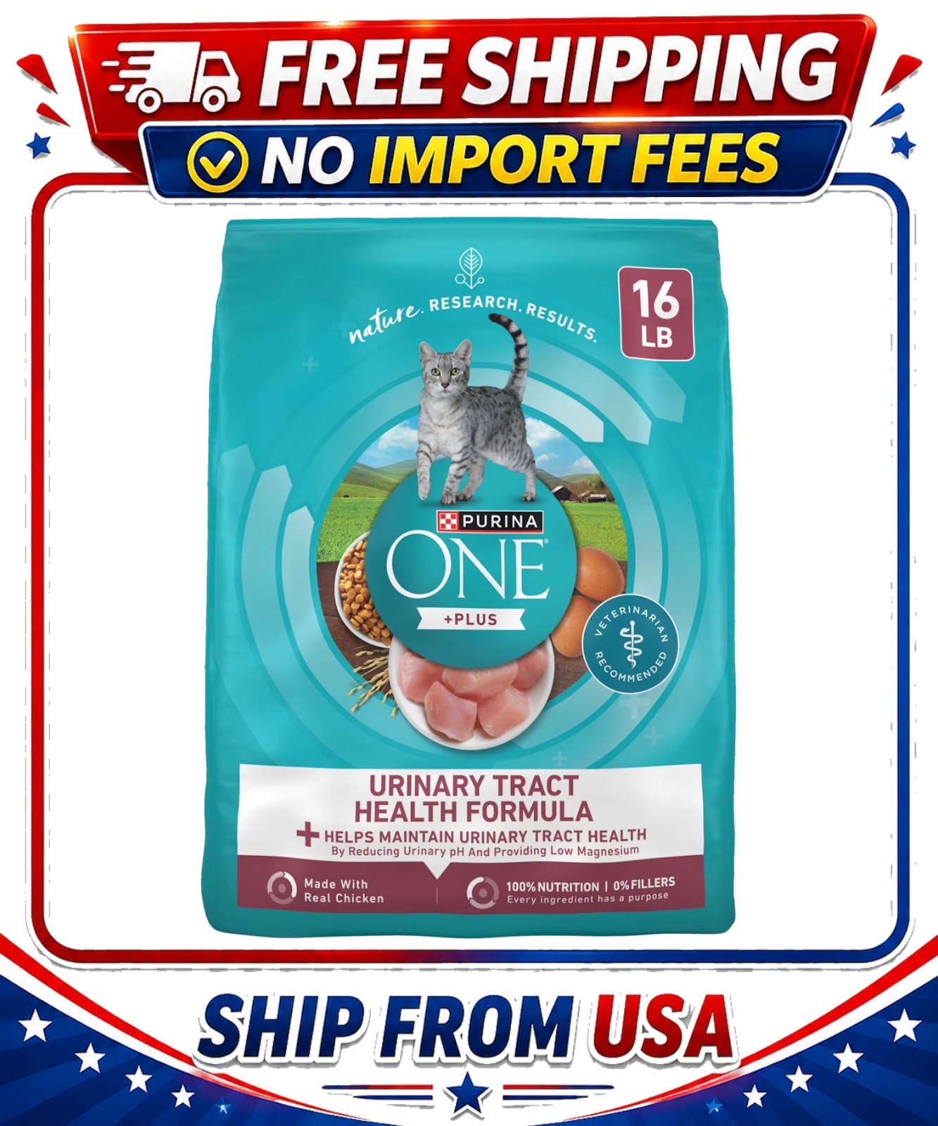 Purina ONE Plus Urinary Tract Health Formula Dry Cat Food, C...
