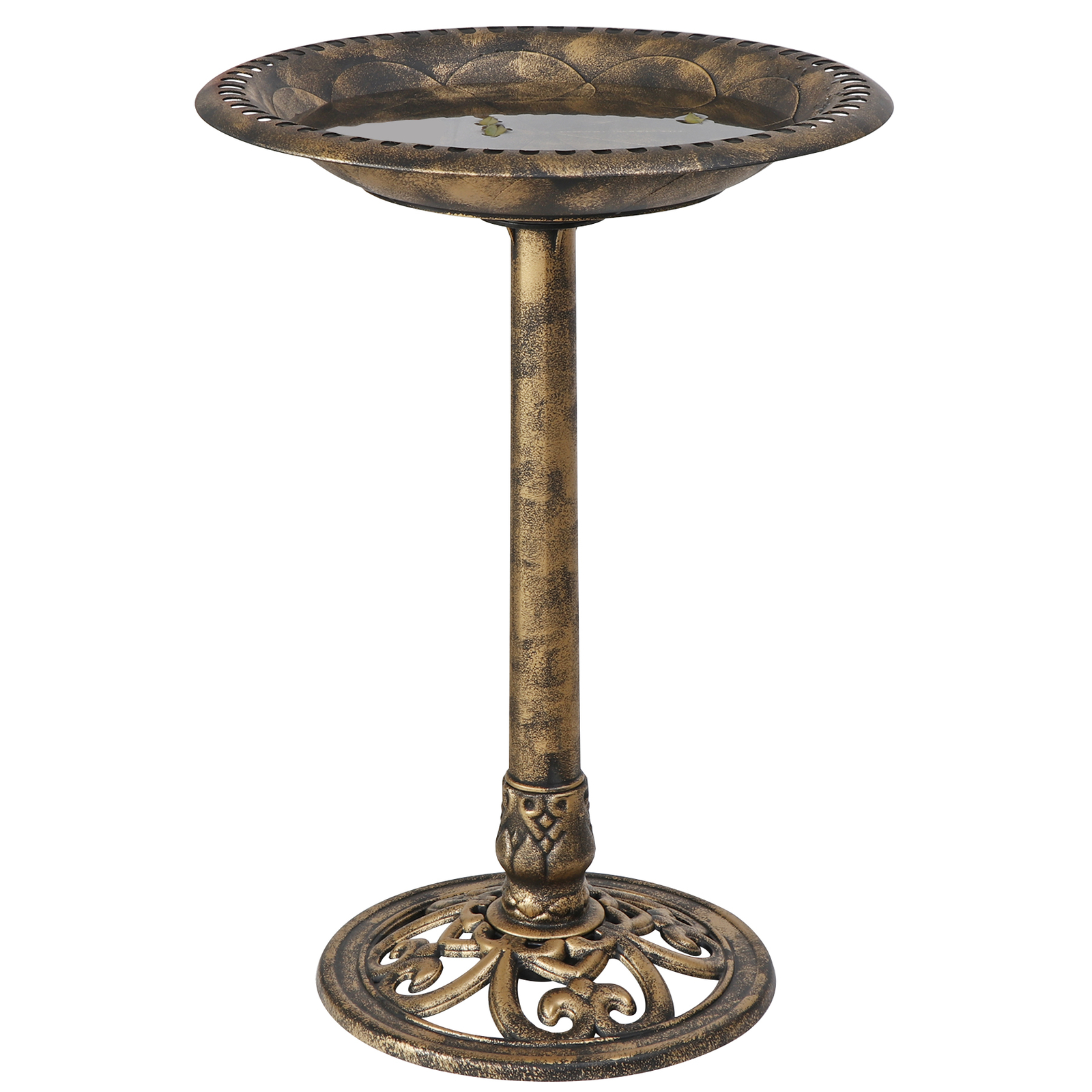 Pedestal Bird Bath 28"H Vintage Antique Bronze