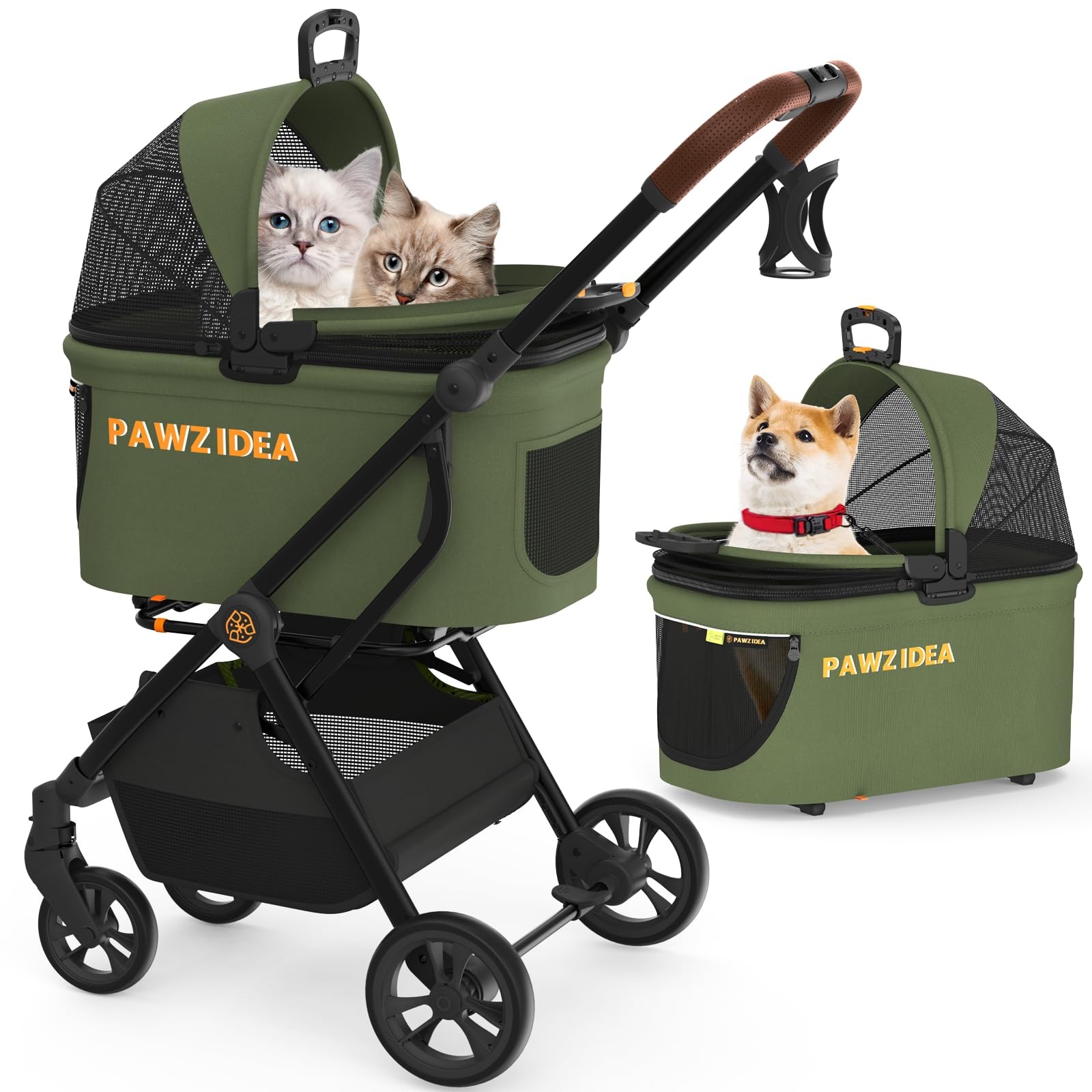 Pet Stroller 4-in-1 Foldable Carrier with Car Seat