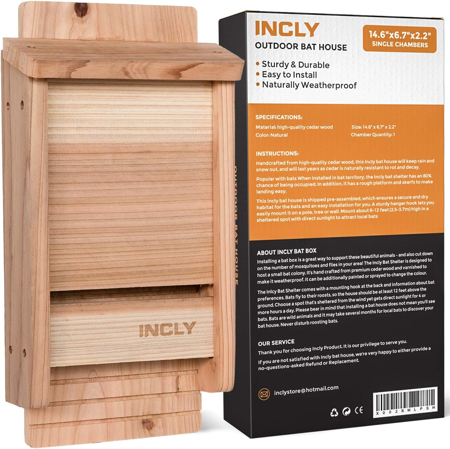 Bat House Kit for Outdoors 14.6"x6.7"x2.2" Shelter Box Roost...
