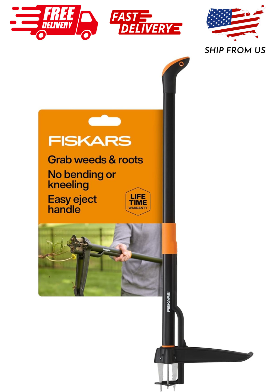 Fiskars Stand Up Weeding Tool - 39 Inch Hand Weeding Tool