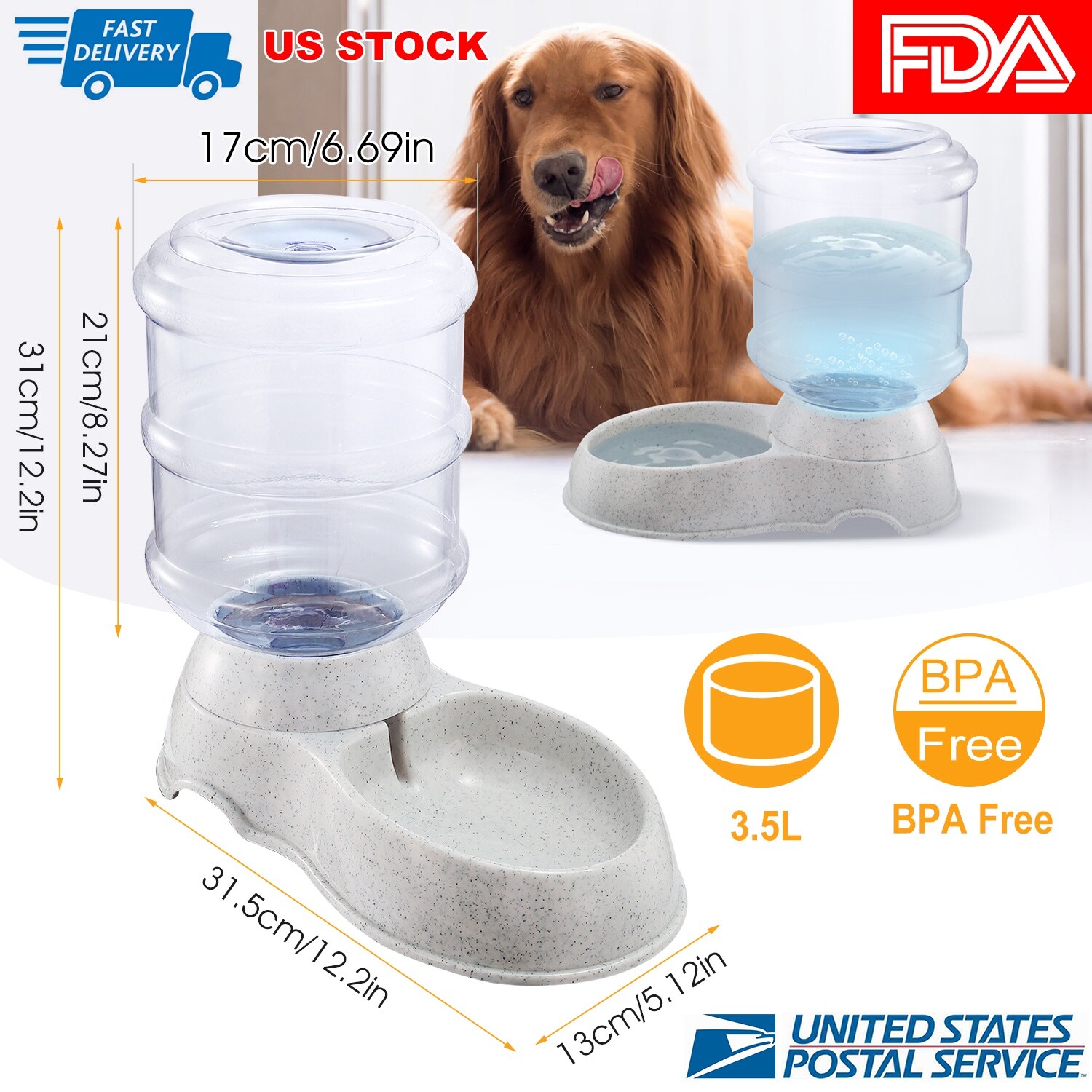 Automatic Pet Water Dispenser Dog/Cat Feeder Drinking Founta...