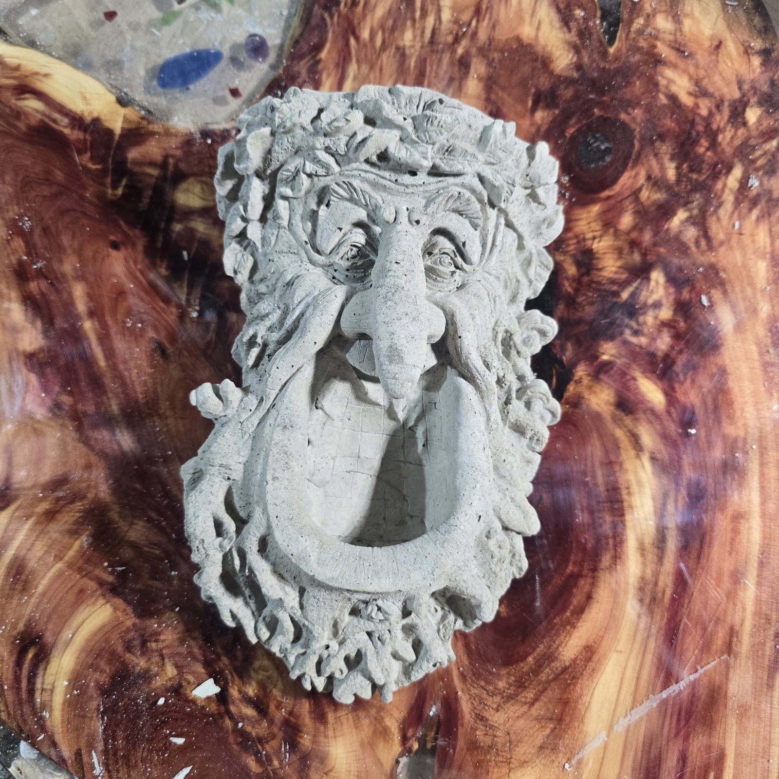 Tree Spirit Face Bird Feeder Cement