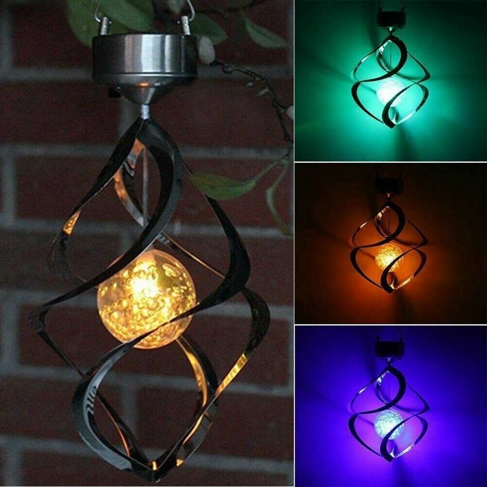 Color Changing LED Wind Chimes Lamp - Solar Powered Spiral D...