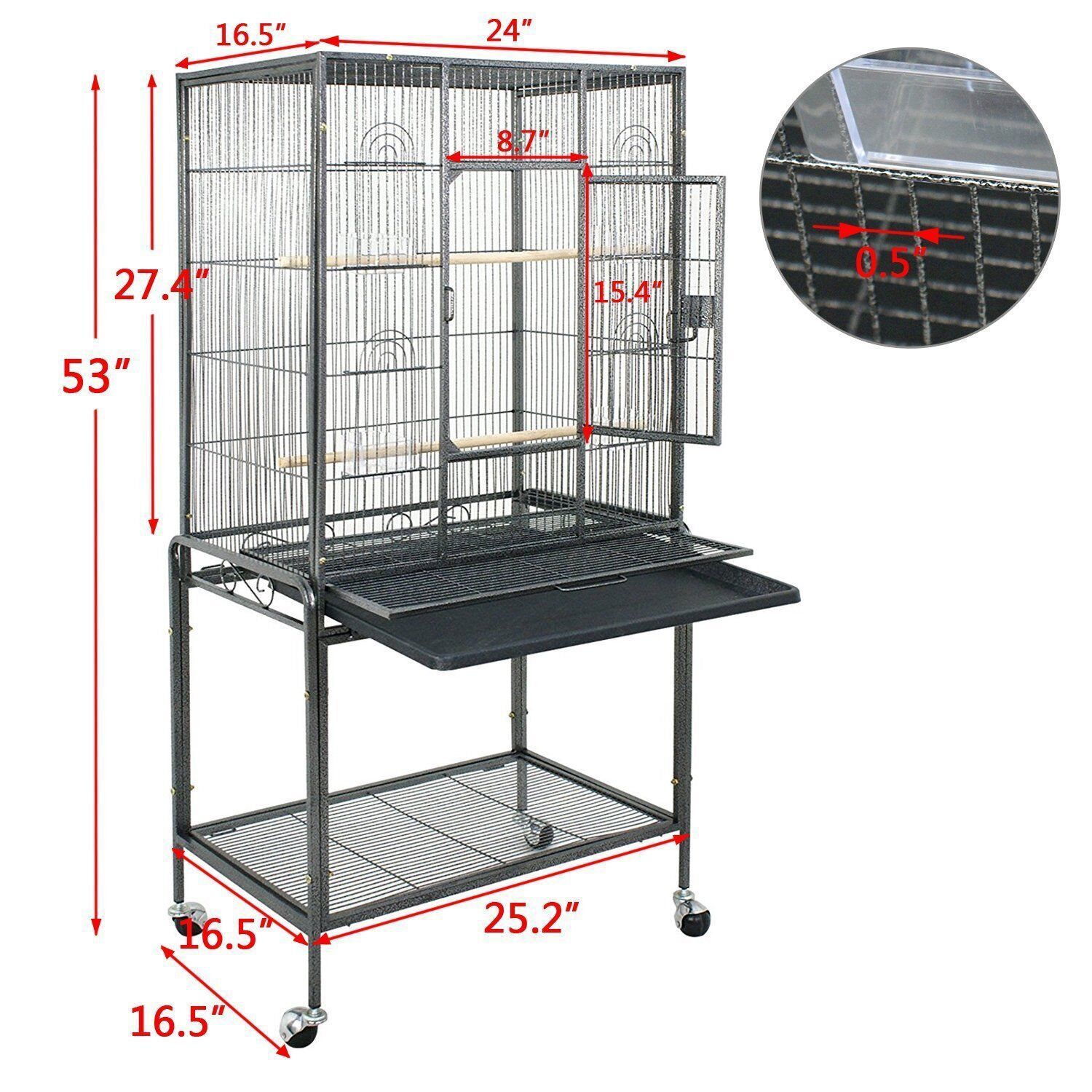 Pet Bird Cage 53" Large Play Top for Parrot Macaw Cockatoo F...