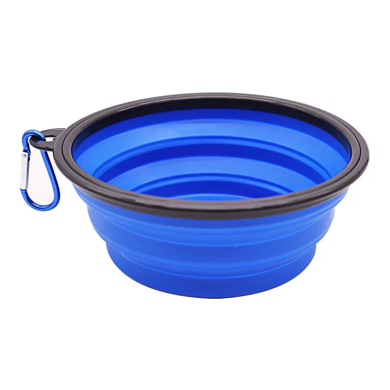 Folding Portable 2-in-1 Silicone Dog Feeder Bowl for Outdoor...