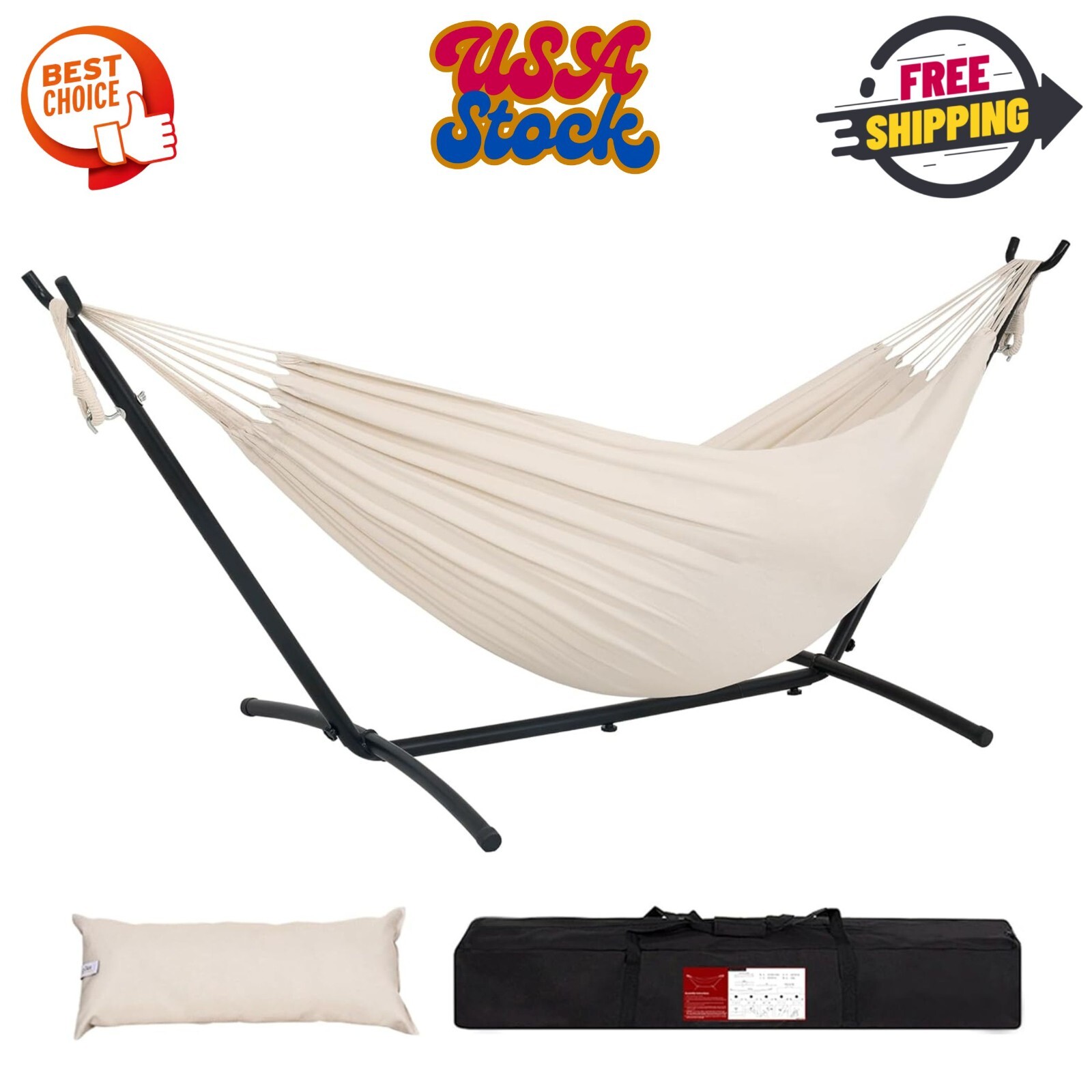 Space-Saving Hammock with 9Ft Steel Stand & Portable Carryin...