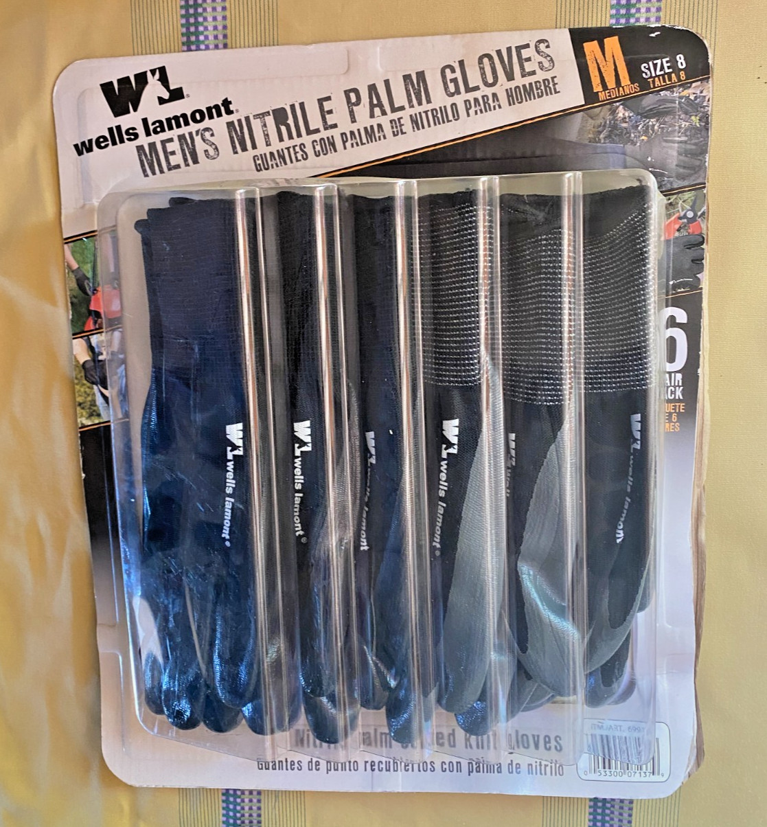 Wells Lamont Men's Nitrile Palm Coated Gloves Black Gray - M...