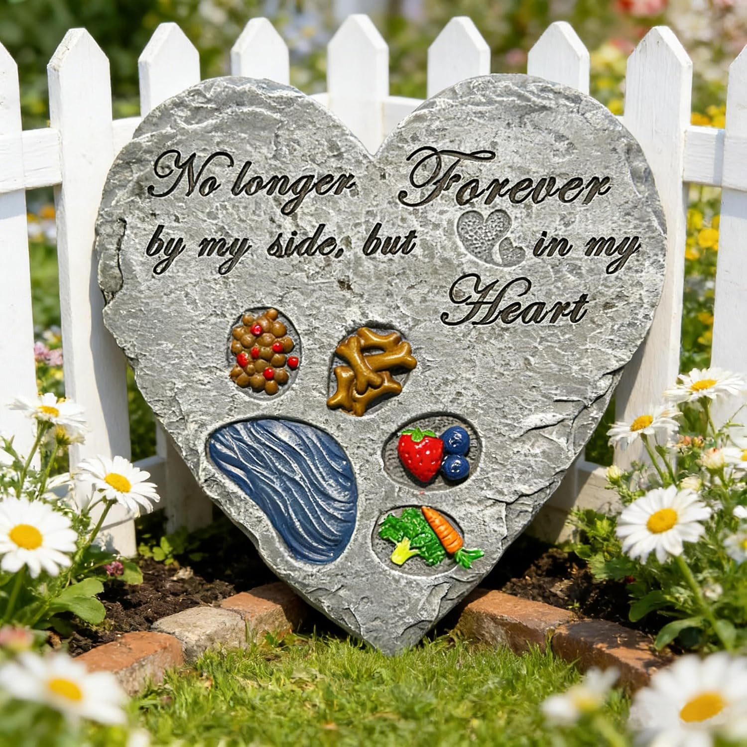 Heart Dog Memorial Stone Paw Print Grave Marker Decor