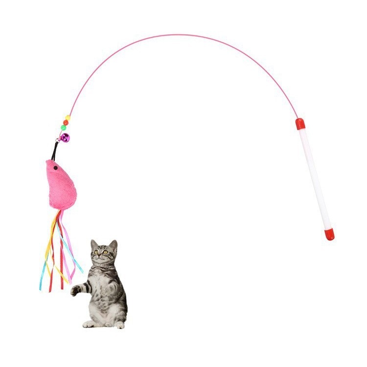 Wire Funny Cat Stick With Bell Cat Toy, Mouse Style