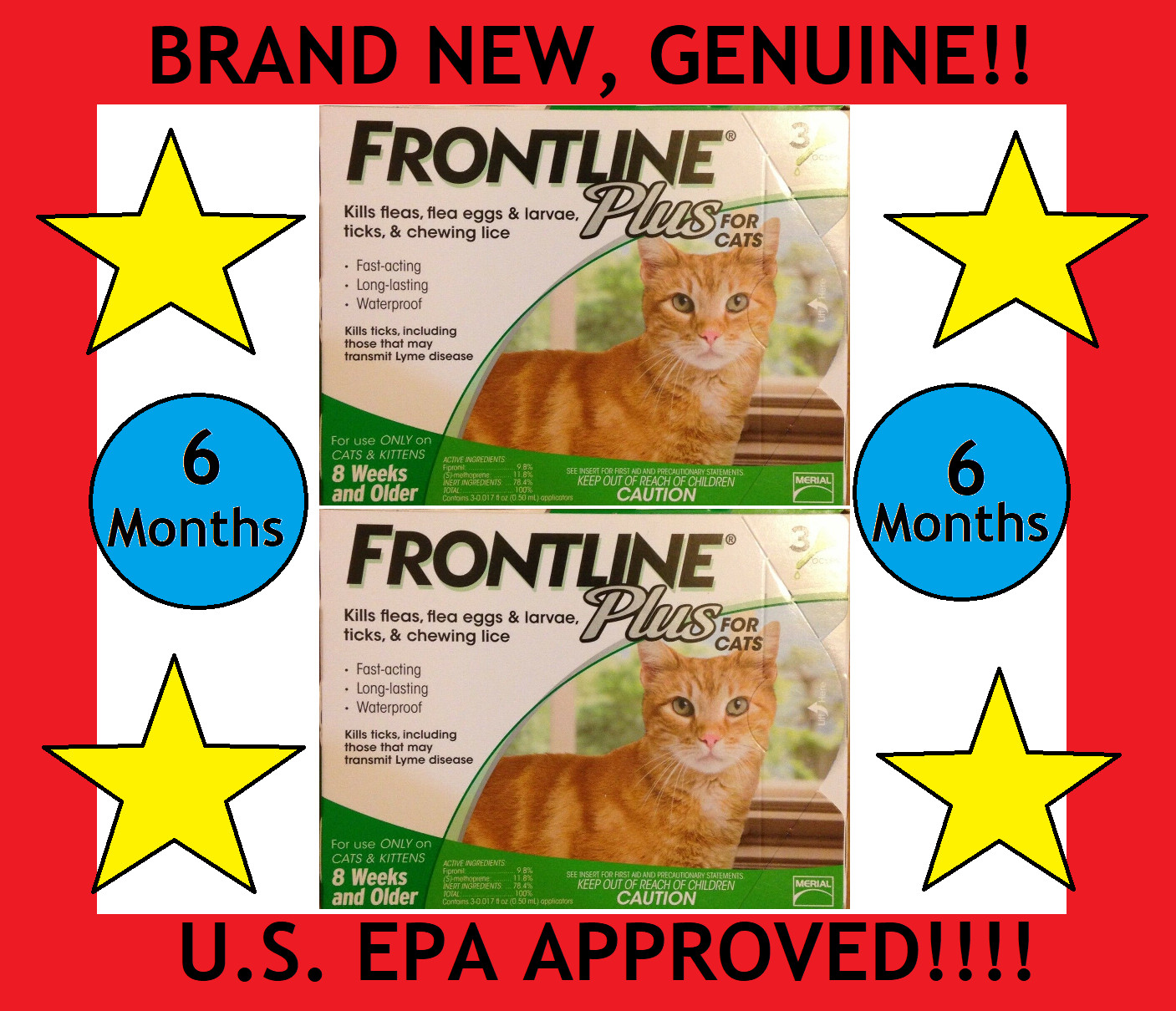 Frontline Plus for Cats Flea Medicine 6 Month Supply