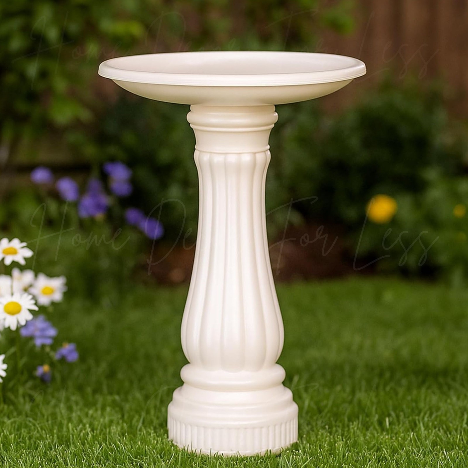White Bird Bath Pedestal Outdoor Garden Decor