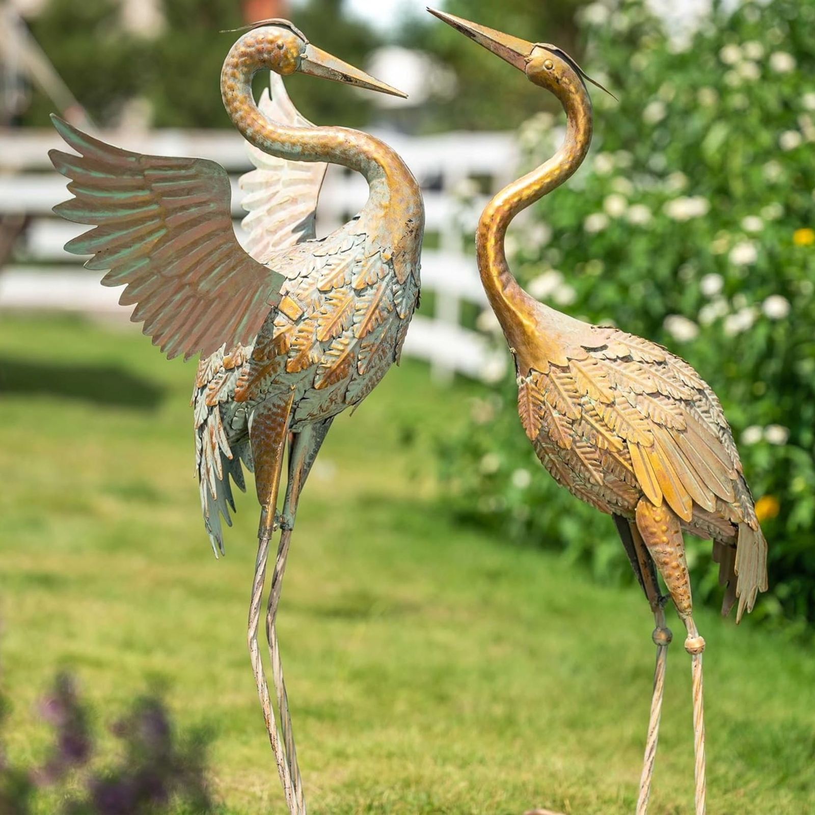 Large Crane Garden Metal Heron Bird Sculpture (Outdoor Patio...