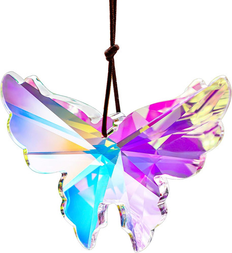 Crystal Butterfly Suncatcher, Rainbow Glass Prism Decor