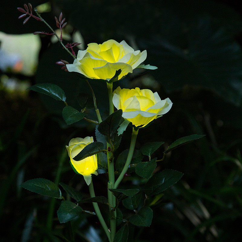 Solar LED Garden Stake Lamp - Rose Flower Outdoor Landscape...