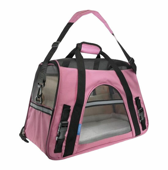 Pet Carrier Soft-Sided Small Cat Dog Comfort Travel Bag, Ros...