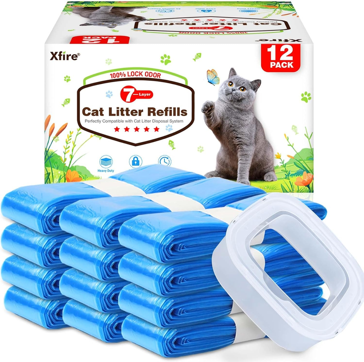 Cat Litter Refill Bags 12 Pack, Odor Lock, Compatible with L...