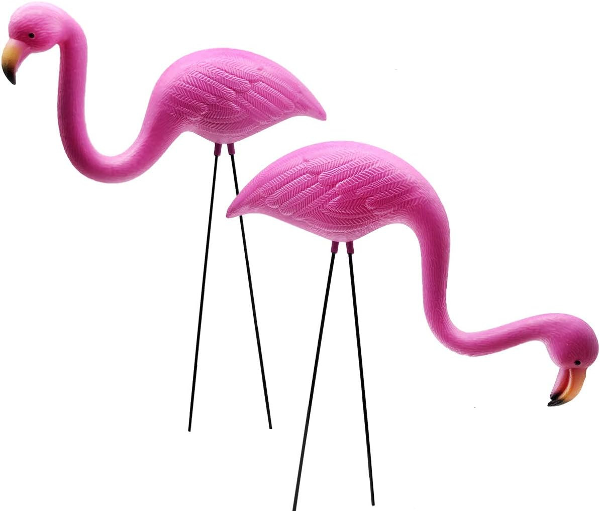 Pink Plastic Flamingo Statue (2 Pack) - 12" x 6"
