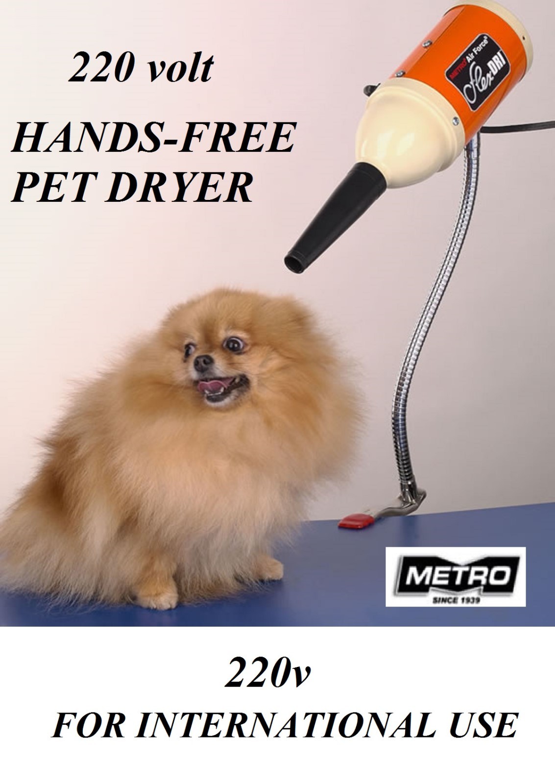 Metro Air Force Hands-Free Pet Dryer EU Plug 220V 3/4 HP