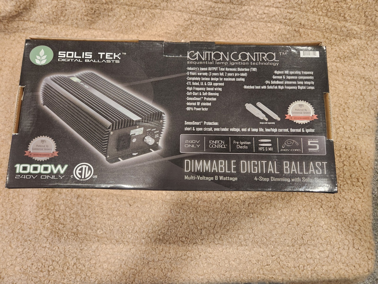Solis Tek MH/HPS Digital Ballast - 1000W/750W/600W Dimmable