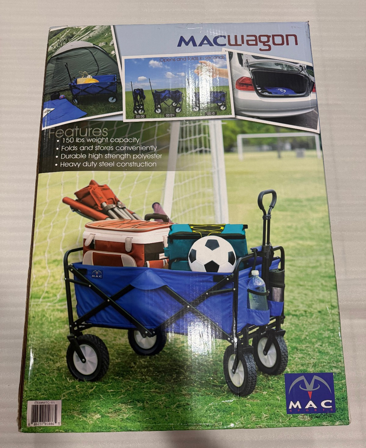 Mac Sports Heavy Duty Steel Frame Folding Yard Cart, Blue, 1...