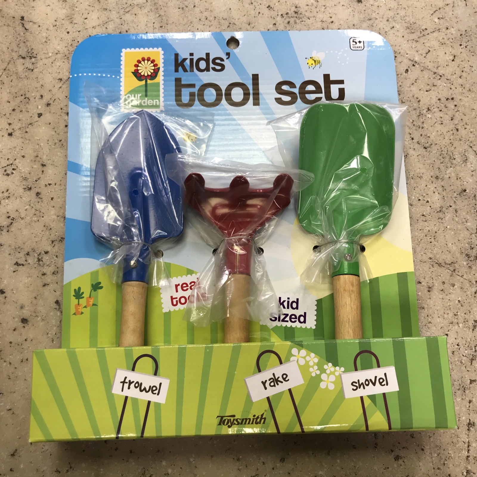 Kid's Garden Tool Set: Trowel, Rake, Shovel - Metal Tools