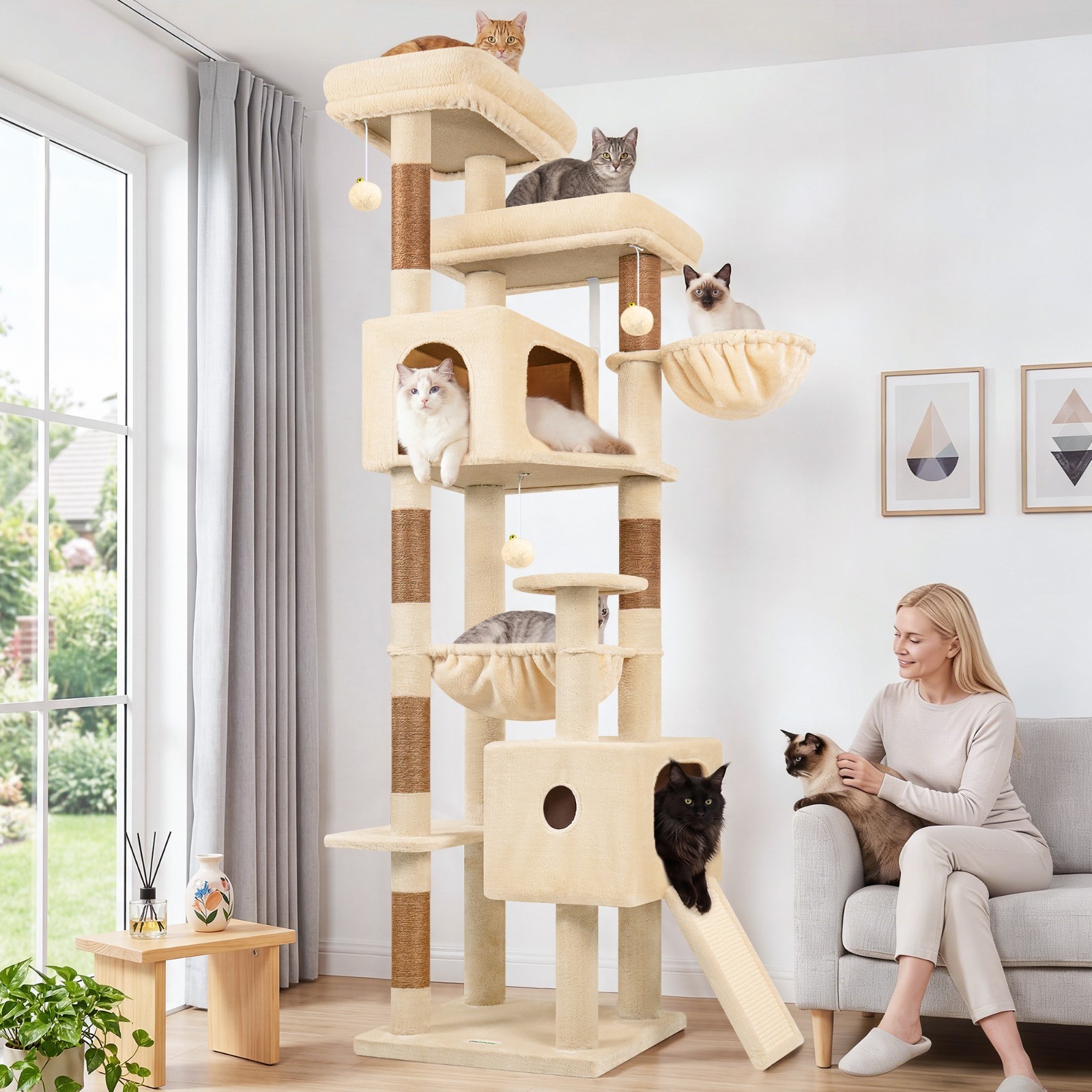 80 Inch Cat Scratch Tower and Heavy Duty Cat Tree for Large...