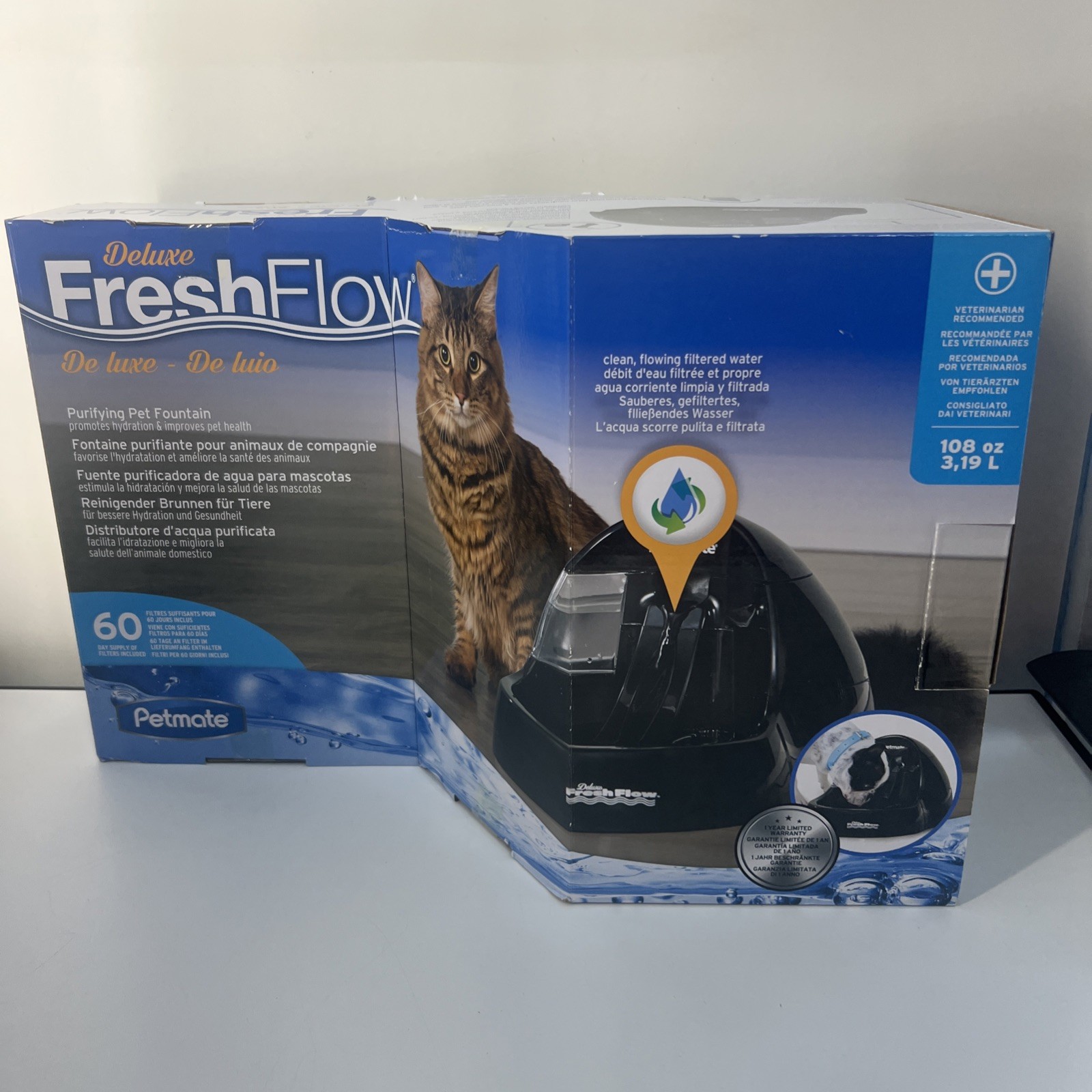 Petmate Deluxe Fresh Flow Dog & Cat Purifying Water Fountain...