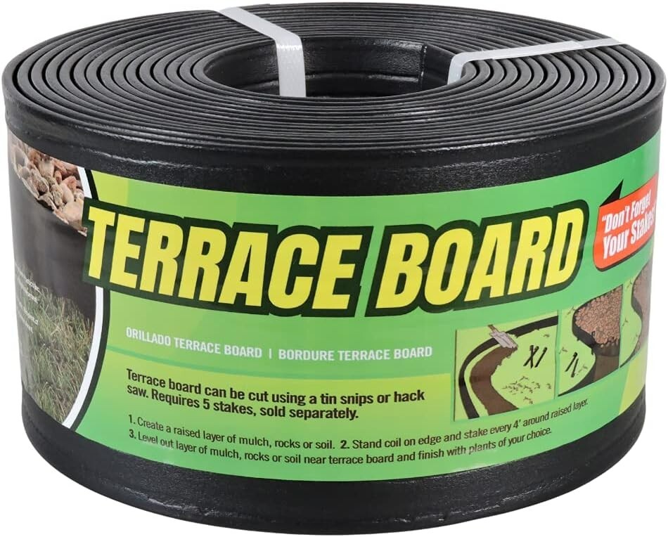 Master Mark Terrace Board - Black Landscape Edging - 4" x 20...