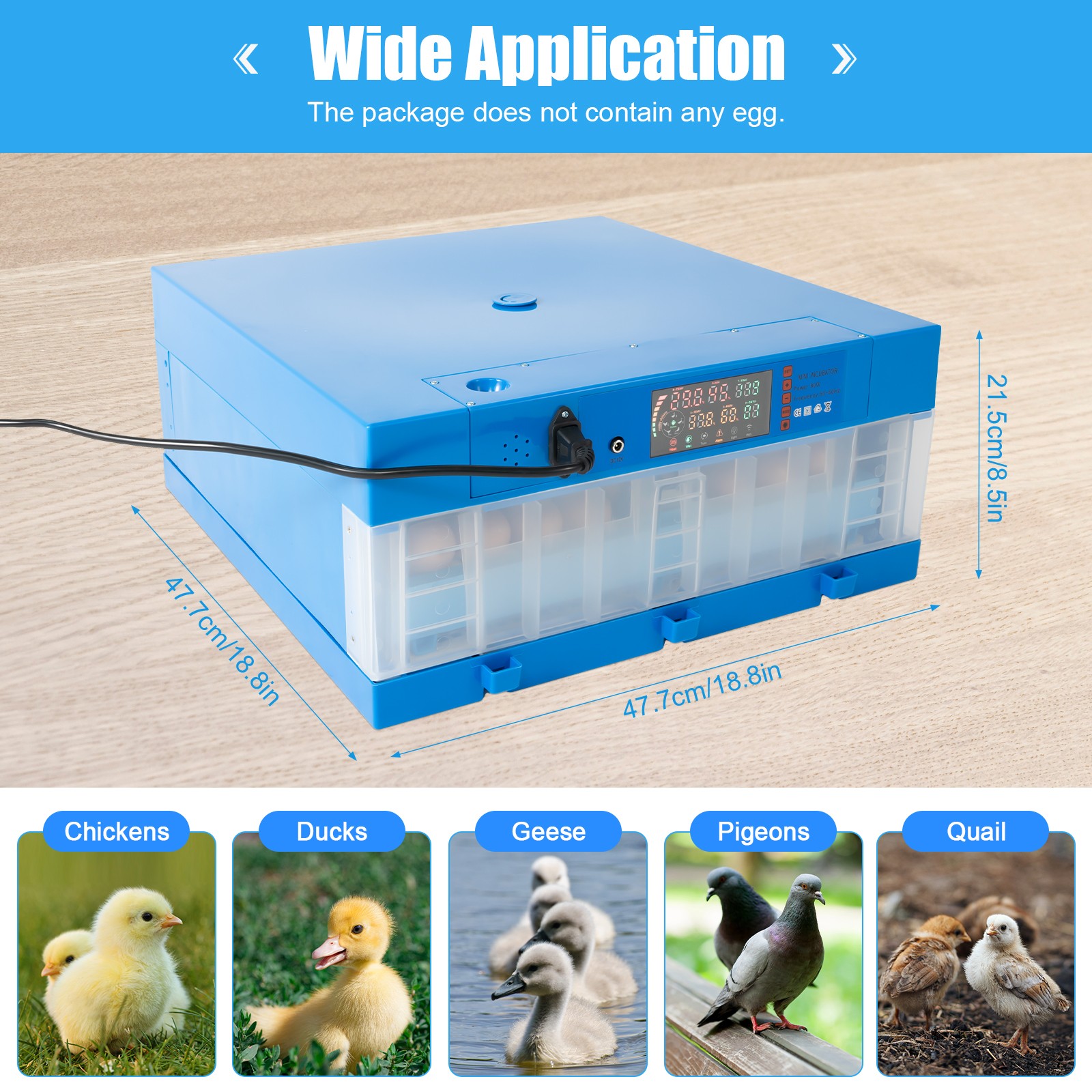 Egg Incubator, Automatic Turning Humidity Control, 48 Chicke...