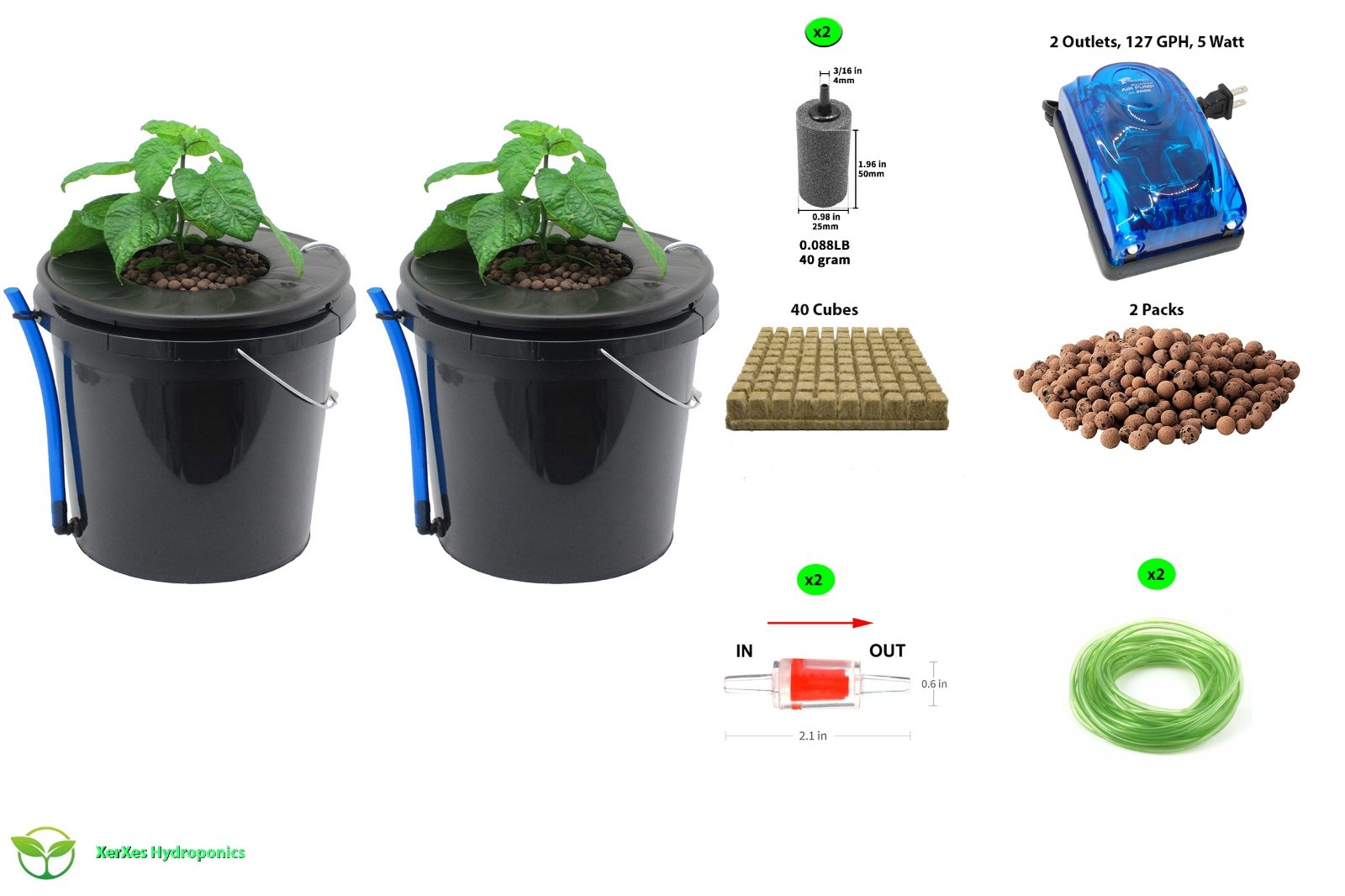 Hydroponics DWC System - 3.5 Gallon Set of 2