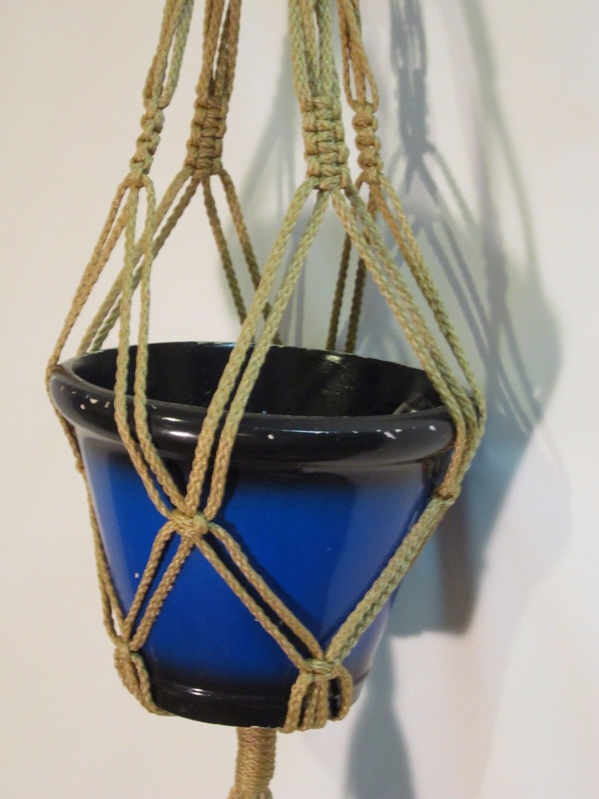 MACrame Plant Hanger (24" Vintage) with Beads & Black Cord