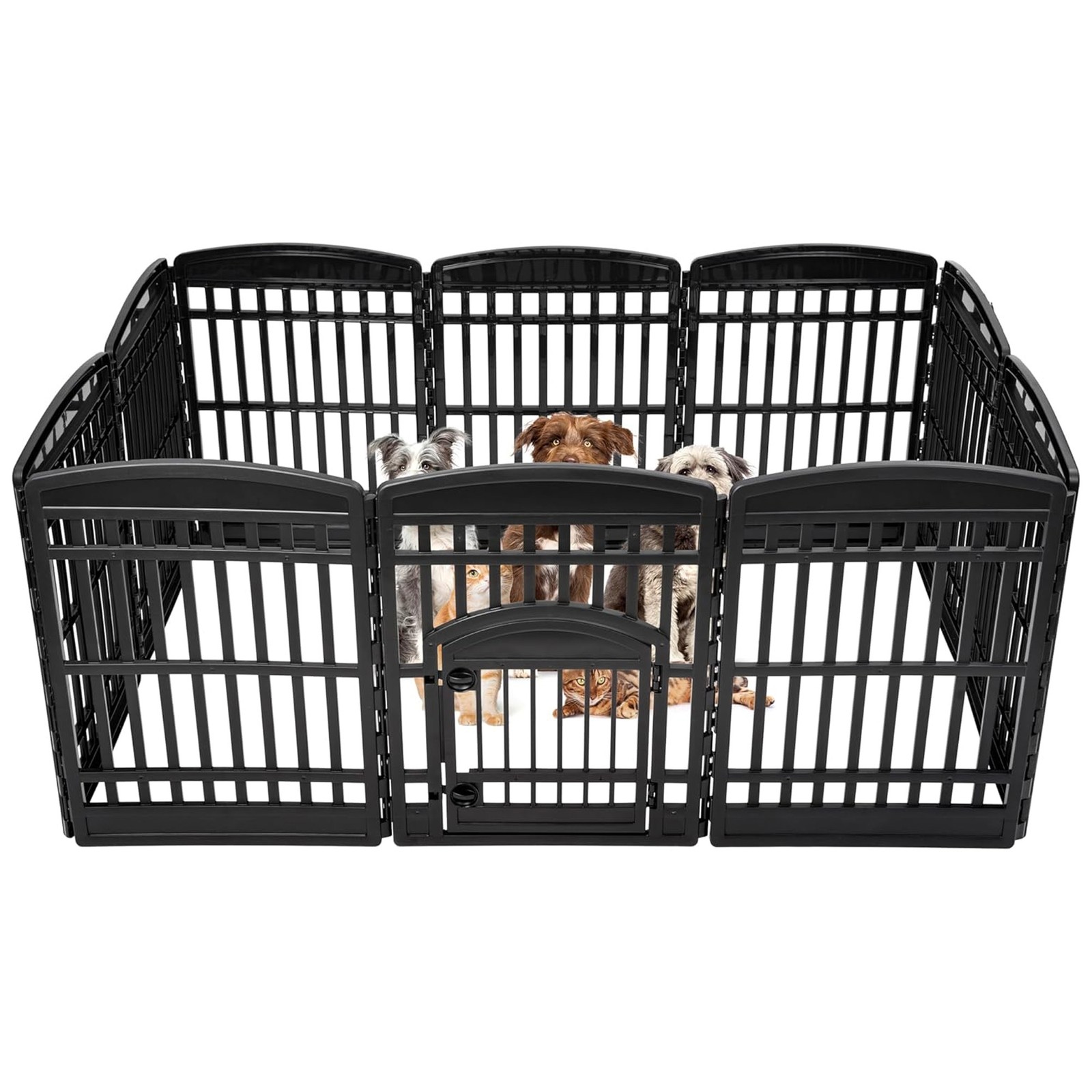 Iris Pet Playpen, 34.5" Medium/Large Dog Cage, Black (34.5"L...