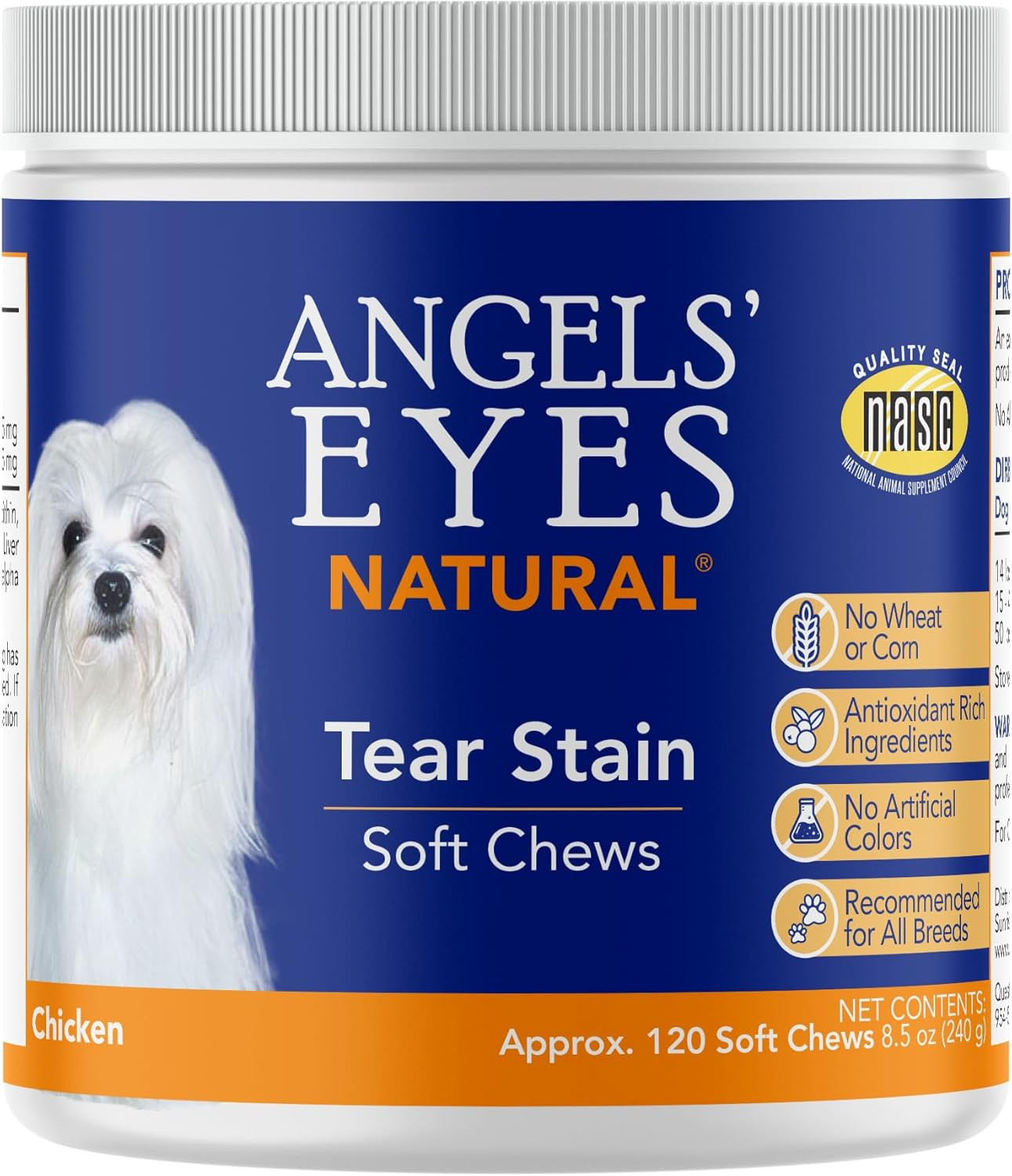Angel's Eyes Natural Tear Stain Prevention Soft Chews for Do...