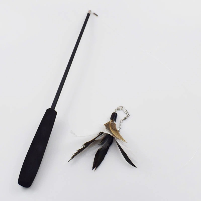 Kitten Cat Toy Mouse on a Rod Teaser Bell Feather Play Pet D...
