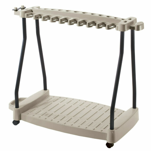 Suncast Lawn Garden Storage Rack with Taupe Wheels, 30 Tool...