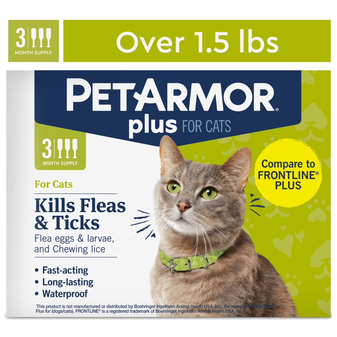 PetArmor Plus for Cats Over 1.5 Lbs, 3-Month Flea, Tick & Li...
