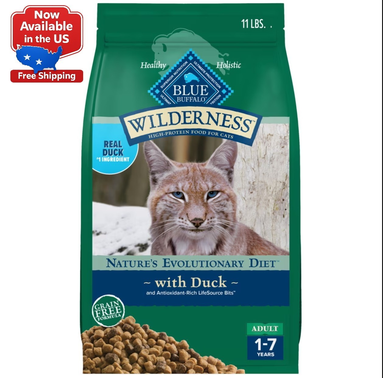 Blue Buffalo Wilderness High-Protein Grain-Free Duck Dry Cat...