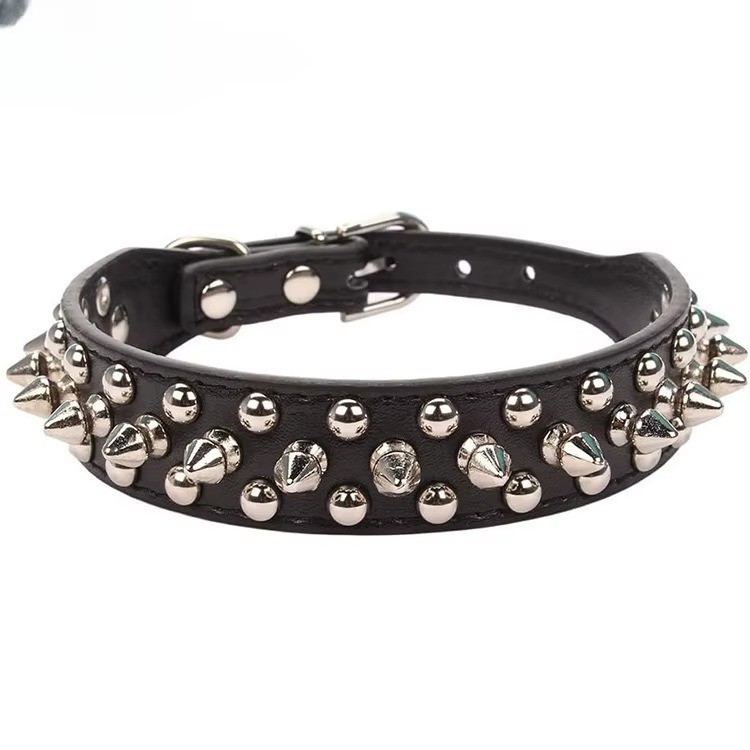 Spiked Studded Dog Collar (XS-S-L-XL), PU Leather, Adjustabl...