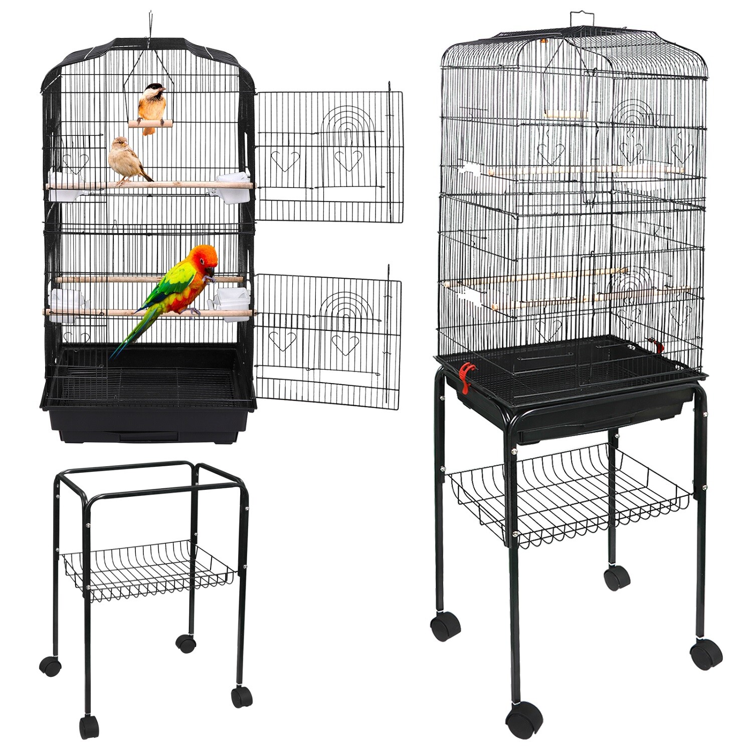 Bird Cage With Rolling Stand for Cockatiel Parakeet Finch Pa...