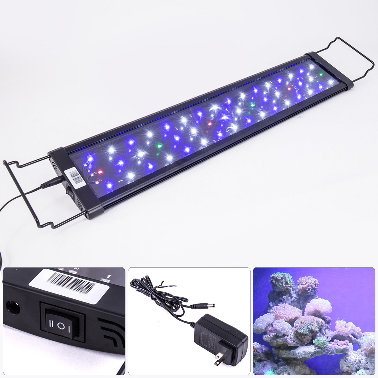 Multi-Color LED Aquarium Fish Tank Light Bar Extendable (12"...