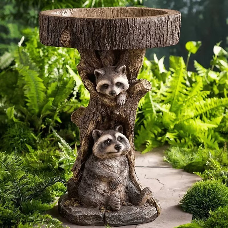 Bird Bath & Feeder Pedestal Free Standing Outdoor Garden Bir...