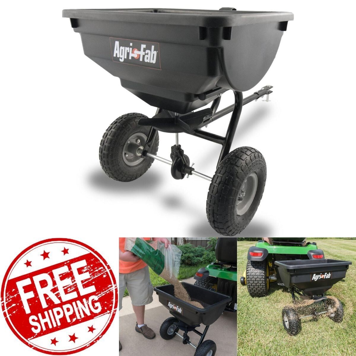 Lawn Tractor Fertilizer Spreader Tow Hopper - 85 lbs