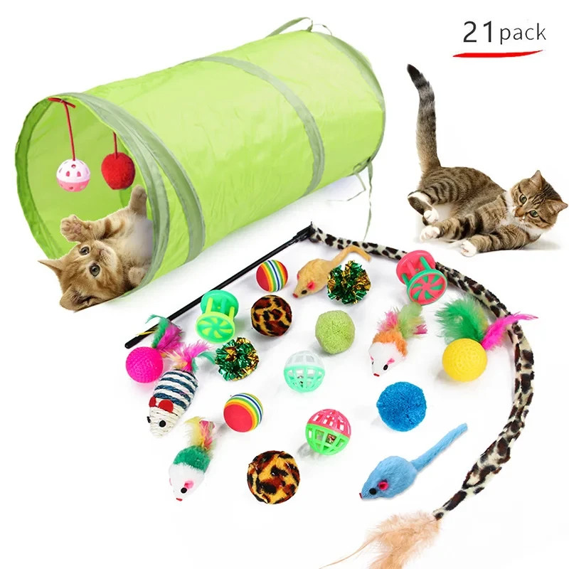 Cat Toy Set 21-Piece Interactive Kitten Balls Mice & Bells I...