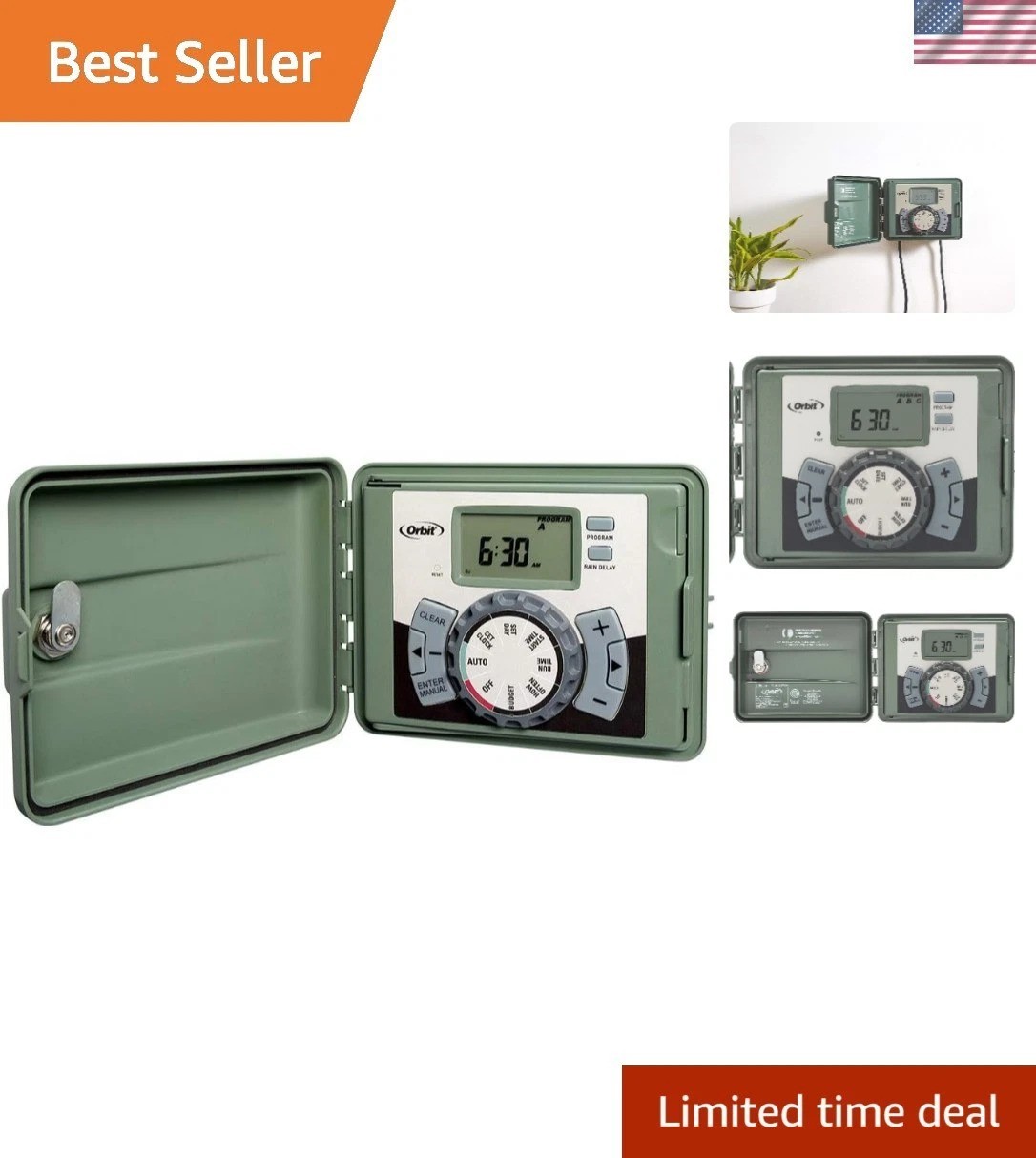 Outdoor Swing Panel Sprinkler System Timer - 12-Station Setu...